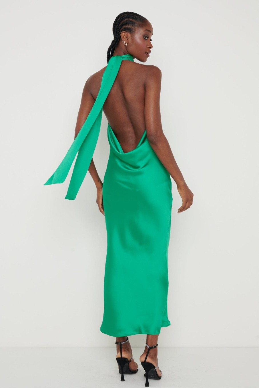 Clothing Pretty Lavish | Raleigh Recycled Cowl Back Midaxi Dress Emerald