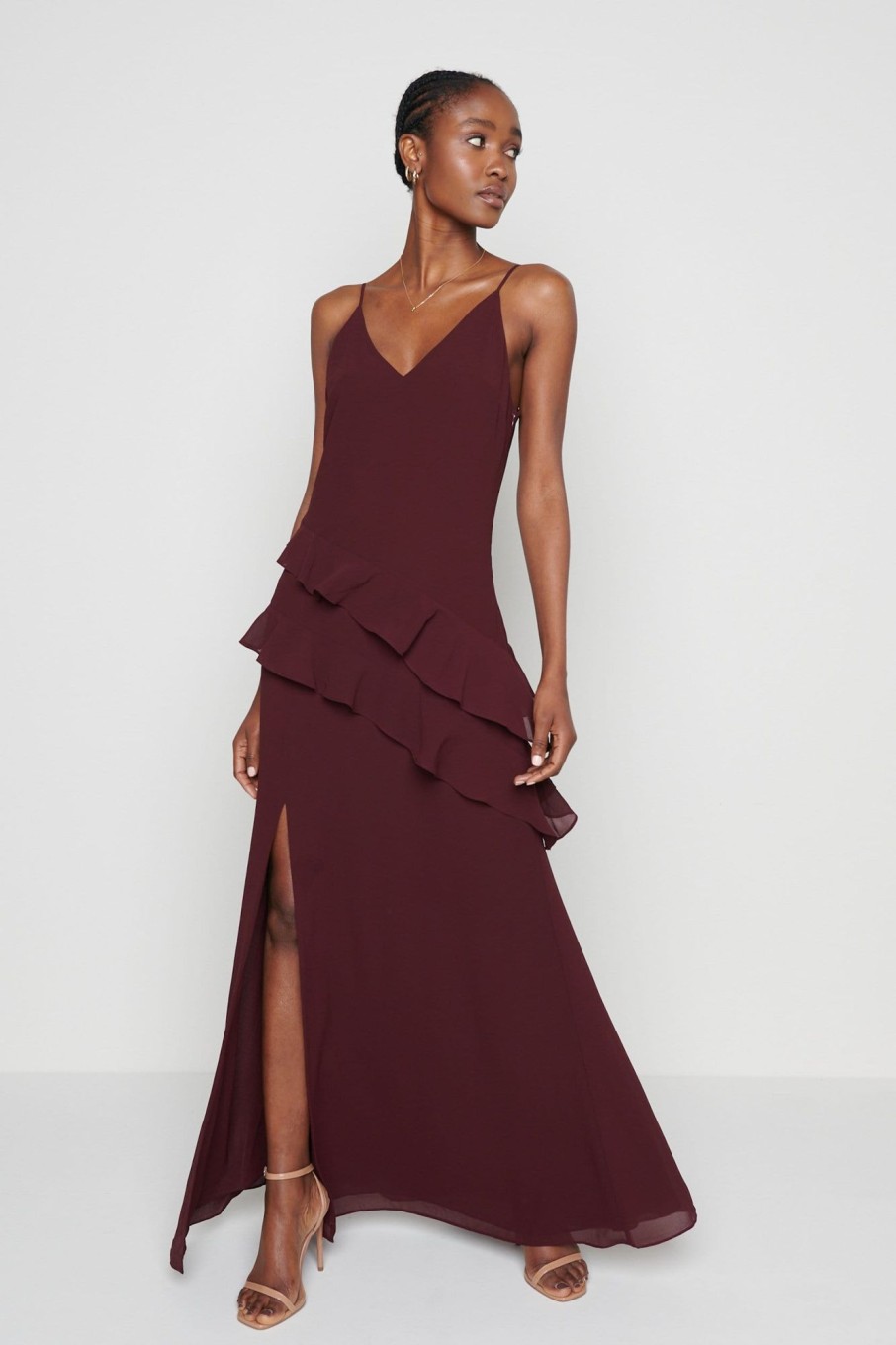 Clothing Pretty Lavish | Saskia Maxi Ruffle Dress Red