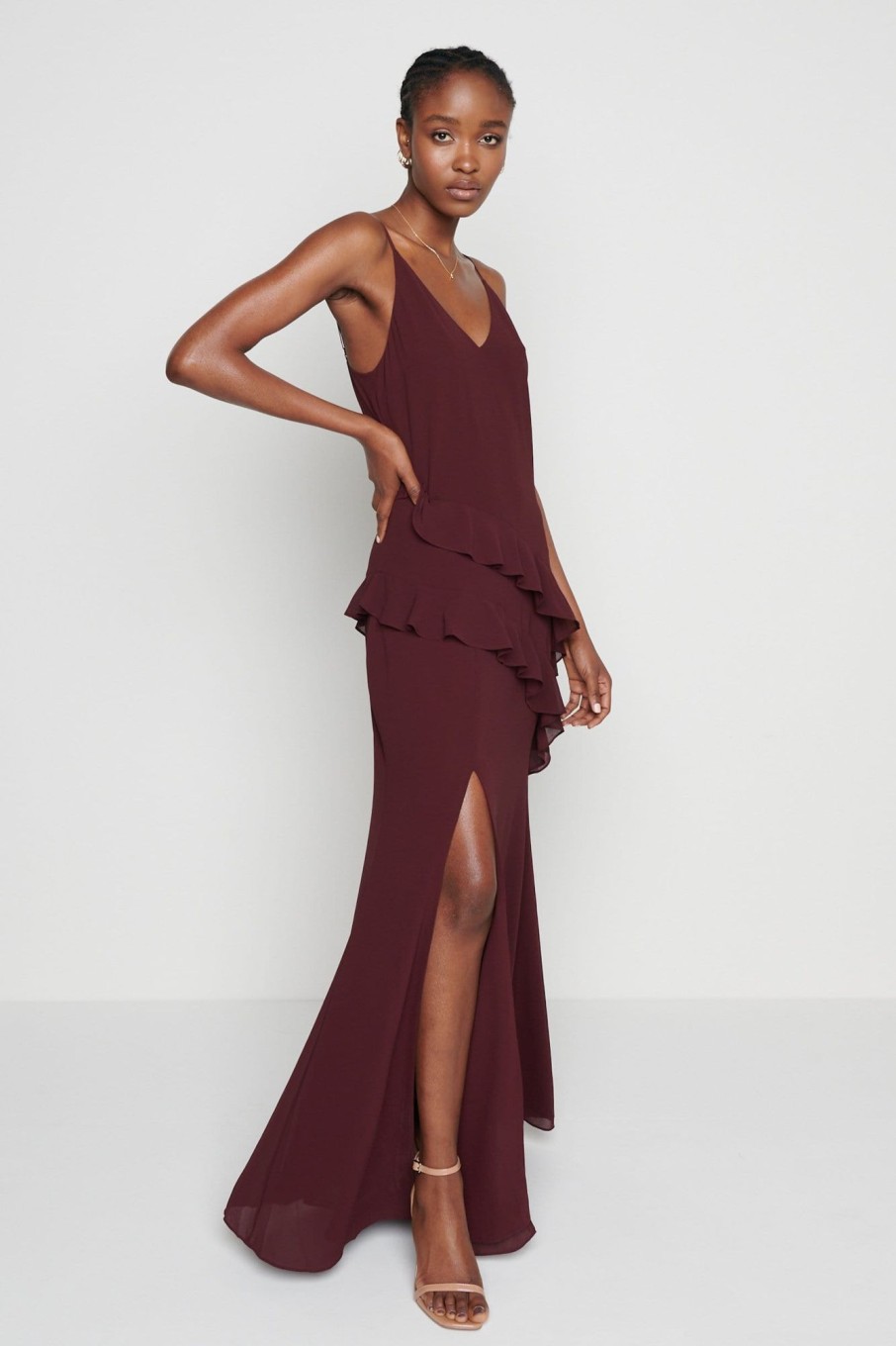 Clothing Pretty Lavish | Saskia Maxi Ruffle Dress Red