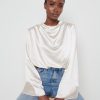 Clothing Pretty Lavish | Jayda Cowl Neck Blouse- Oyster Cream