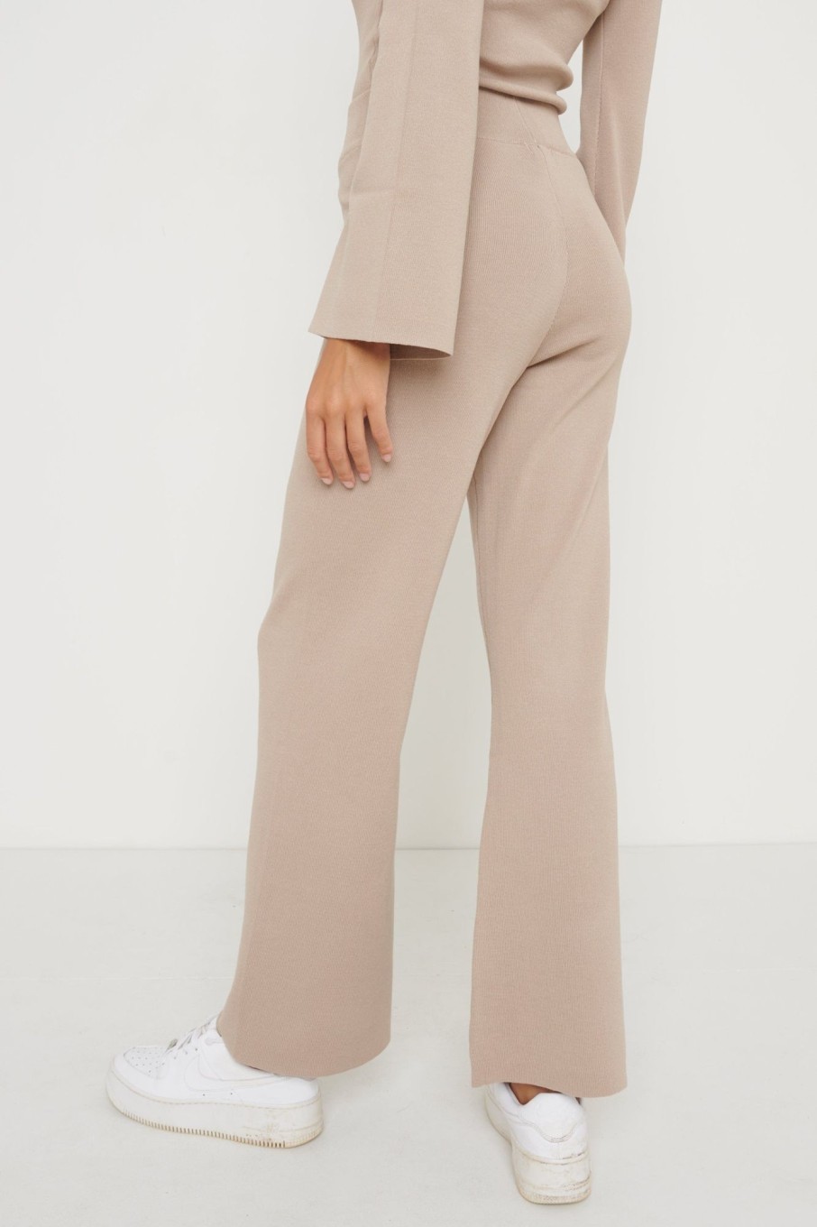 Clothing Pretty Lavish | Hayden Knit Trousers Beige